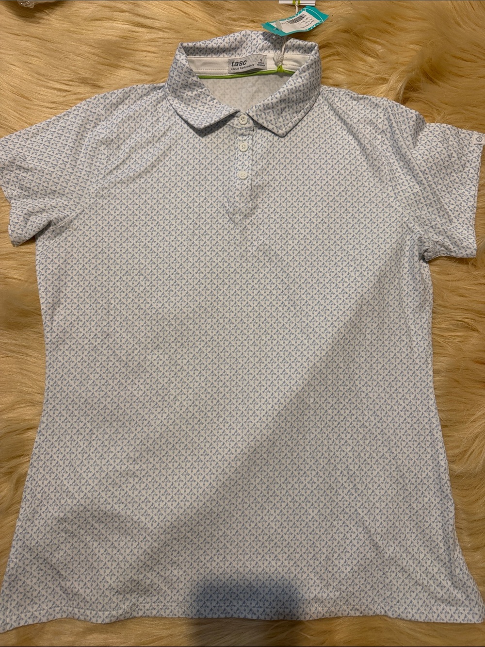 Tasc Performance Light Blue Microprint Polo Shirt size S